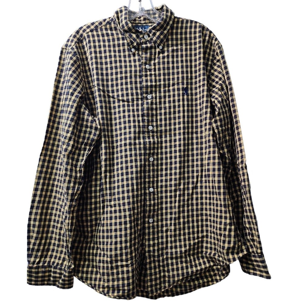Ralph Lauren‎ Custom Fit Plaid Checkered Button Down Shirt, Long Sleeve, L